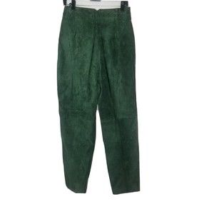 Vtg Brooks Atelier Genuine Suede Leather Women's Green Pants Size 11/12